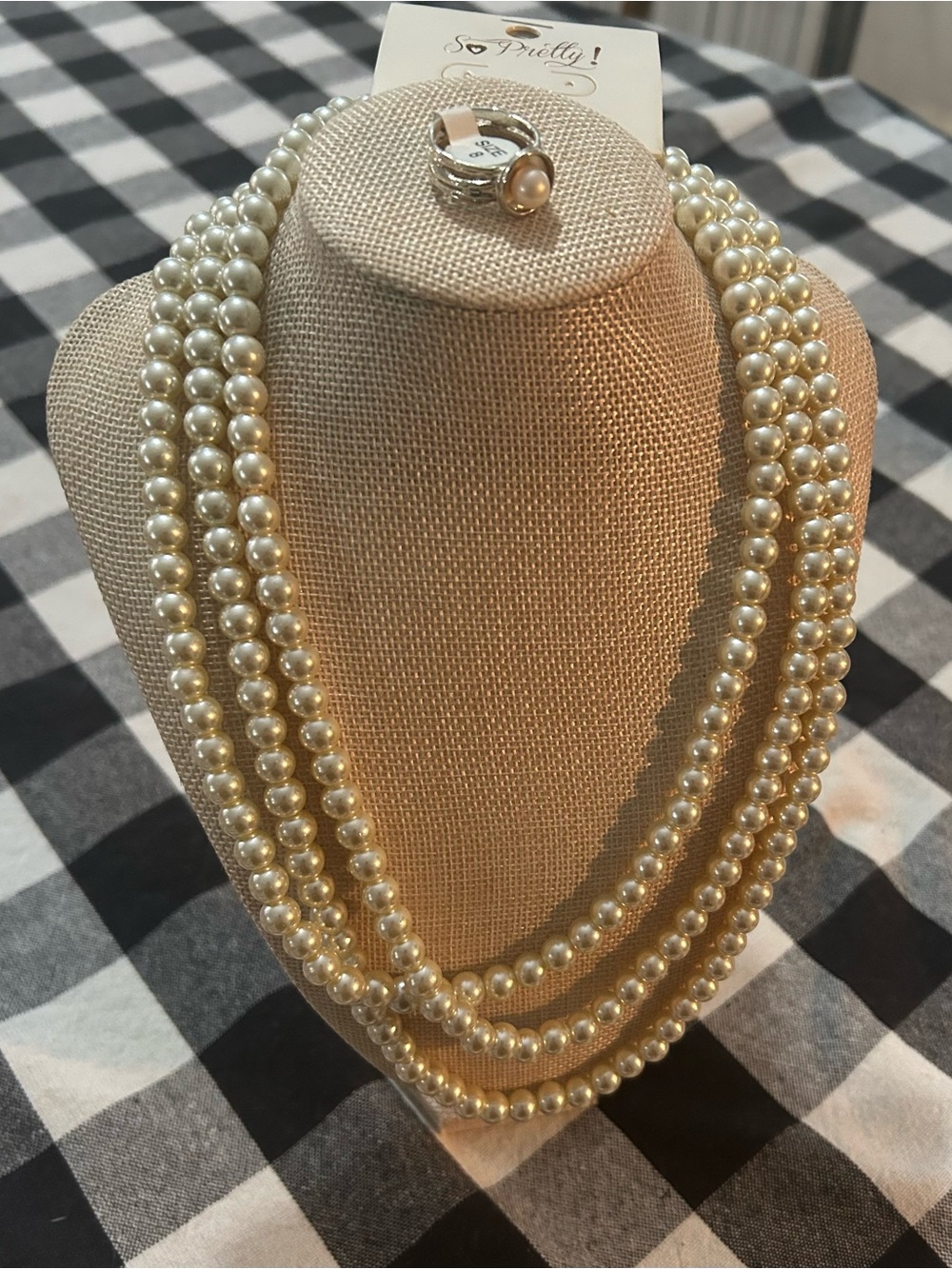 Multi-Strand Cream Pearl Necklace